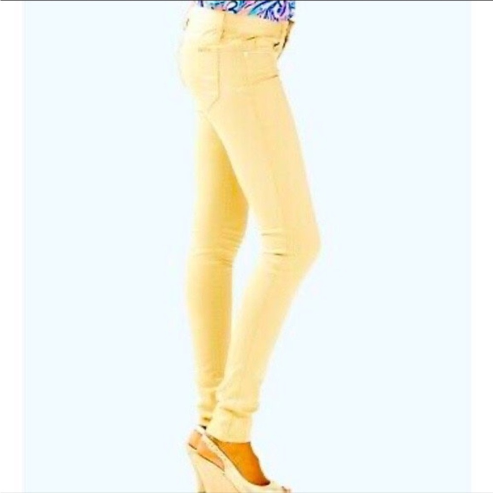 LILLY PULITZER WORTH STRAIGHT JEAN SIZE 2 YELLOW BUTTERCUP WOMEN'S JEANS 2 SNAPS